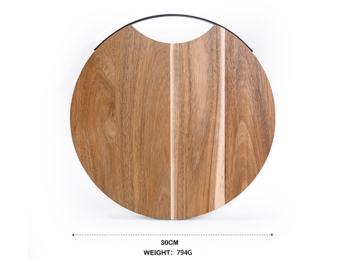 Premium 30cm Round Acacia Wood Cutting Board with Handle – 794g Durable & Stylish Chopping Tray